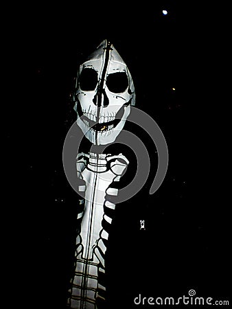 Boy in carnival skeleton costume Stock Photo