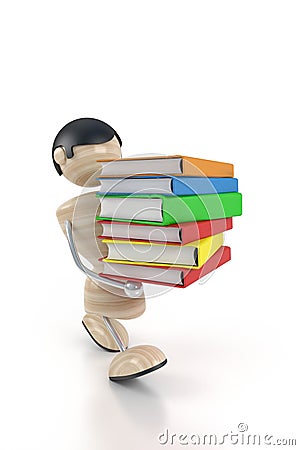 Boy carries books Stock Photo