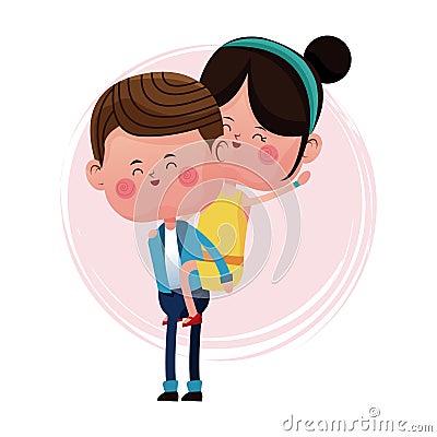 Boy carrying girl funny graphic Vector Illustration