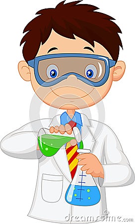 Boy cartoon doing chemical experiment Vector Illustration