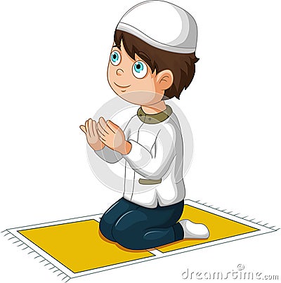 Boy cartoon praying Stock Photo