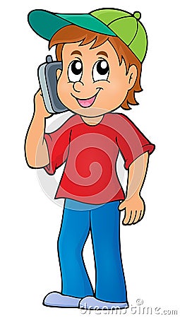 Boy with cellphone theme image 1 Vector Illustration