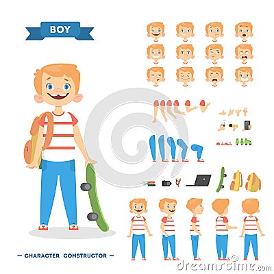 Boy character set. Vector Illustration