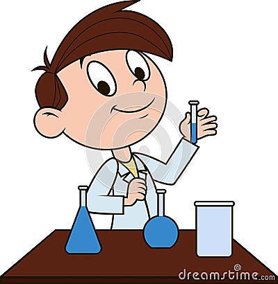 Boy in chemistry class Vector Illustration