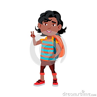 Boy Child Going To School With Backpack Vector Vector Illustration