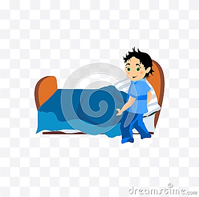 boy child going to sleep illustration on white background Vector Illustration