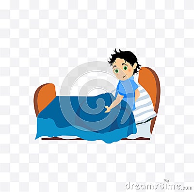 boy child going to sleep illustration on white background Vector Illustration