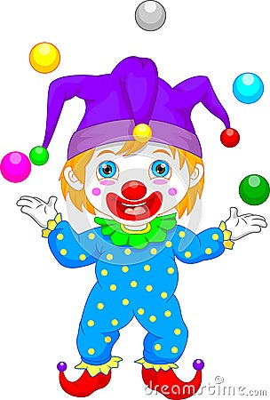 Boy in clown costume cartoon Vector Illustration