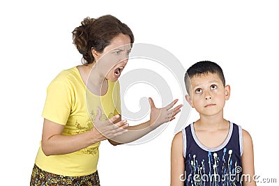 Boy confronts his mother Stock Photo