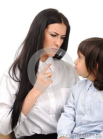 Boy confronts his mother who Stock Photo