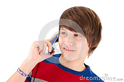 Boy constantly on phone Stock Photo