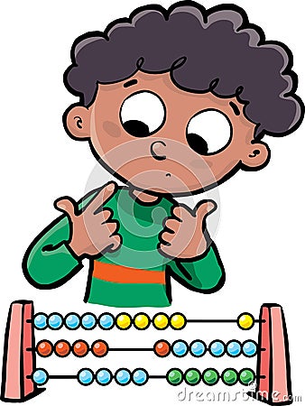 Boy count on his fingers Vector Illustration