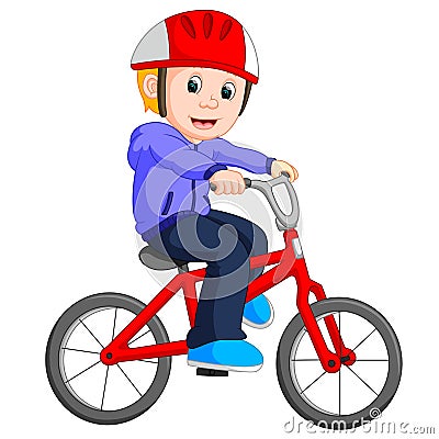 Boy cycling cartoon Vector Illustration