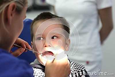 Boy at the dentist Stock Photo