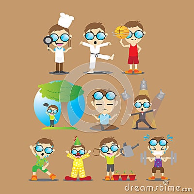 boy with different actions. Vector illustration decorative design Vector Illustration