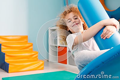 Boy on disc swing Stock Photo