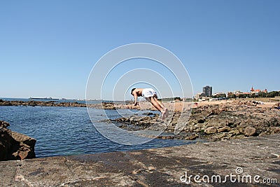 Boy diving Stock Photo