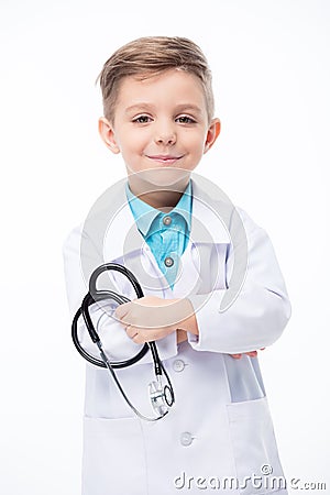 Boy in doctor costume Stock Photo