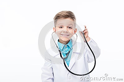 Boy in doctor costume Stock Photo