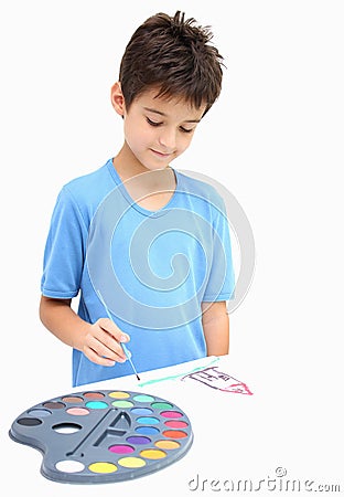 A boy drawing Stock Photo