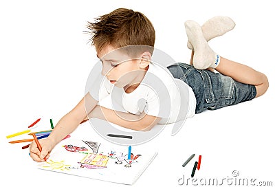 Boy drawing Stock Photo