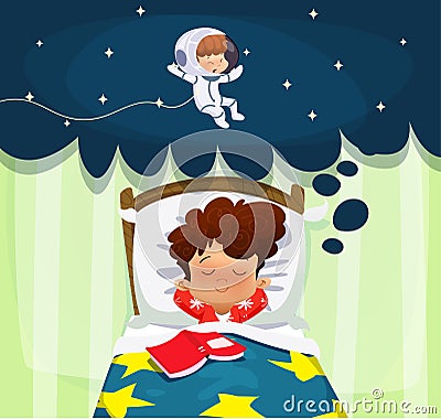 Boy dreaming about future profession Vector Illustration