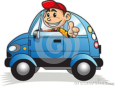 Boy driving car 02 Vector Illustration