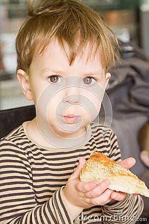 Boy eating cake Stock Photo