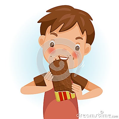 Boy eating chocolate Cartoon Illustration