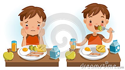 Children eating Vector Illustration