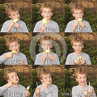 Boy eating IceLolly Stock Photo