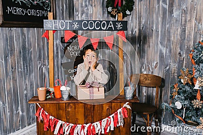 Boy enjoys Christmas Gifts Stock Photo