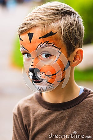 Boy with face painting Stock Photo