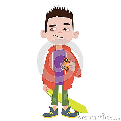 Boy with fidget spinner Vector Illustration