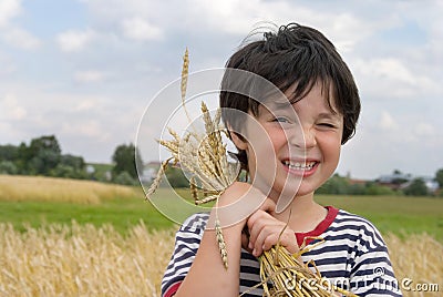 The boy on field Stock Photo