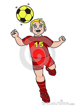 This boy is a fierce soccer competitor Cartoon Illustration