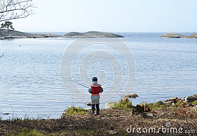 Boy fishing Stock Photo