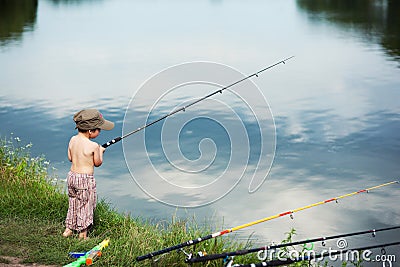 Boy fishing Stock Photo