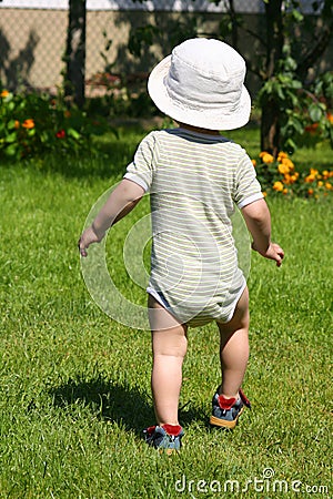 Boy in garden Stock Photo