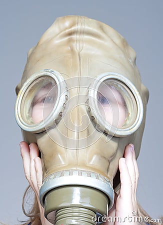 Boy with gas mask Stock Photo