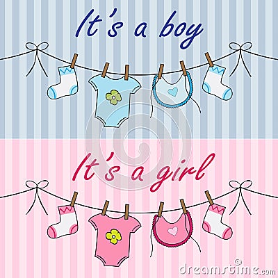 It is a boy and it is a girl announcement Vector Illustration