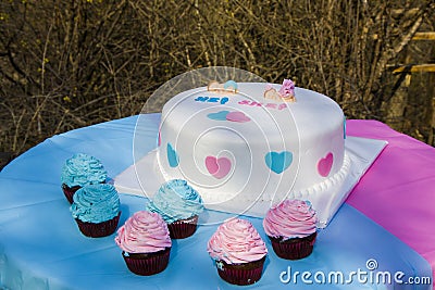 Boy or girl baby party cake Stock Photo