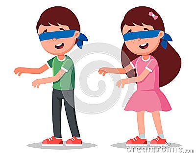 Boy and girl with blindfold Vector Illustration