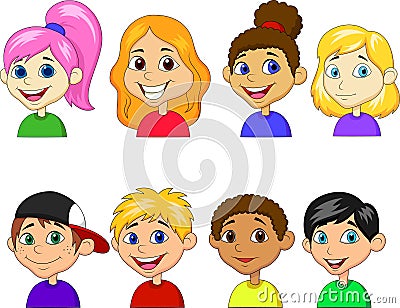 Boy and girl cartoon collection set Vector Illustration