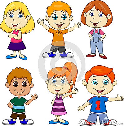 Boy and girl cartoon set Vector Illustration