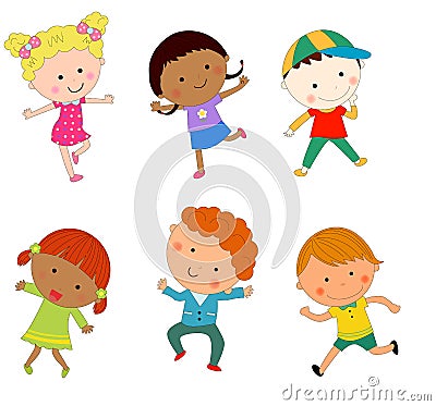 Boy and girl cartoon set Vector Illustration