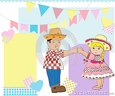 Boy and girl dancing Vector Illustration