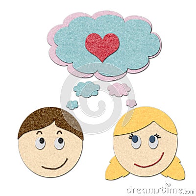 Boy and girl dreaming about love Cartoon Illustration