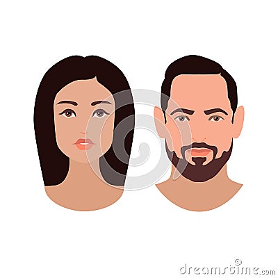 Boy and Girl faces Vector Illustration