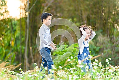 Boy and girl fashion portrait Stock Photo